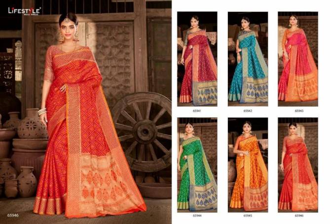 Lifestyle Pranavi Latest Designer Wedding Wear Printed patola rich pallu with saroski diamond work Sarees Collection